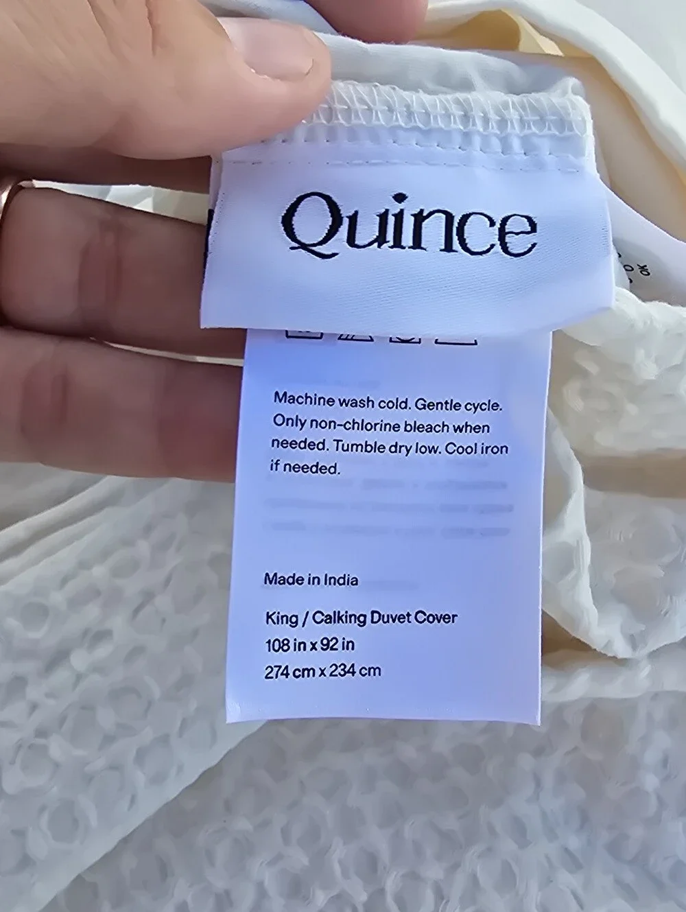 New Quince King/cal King Honeycomb Luxe Undyed Cream Duvet Cover Set 2 Shams